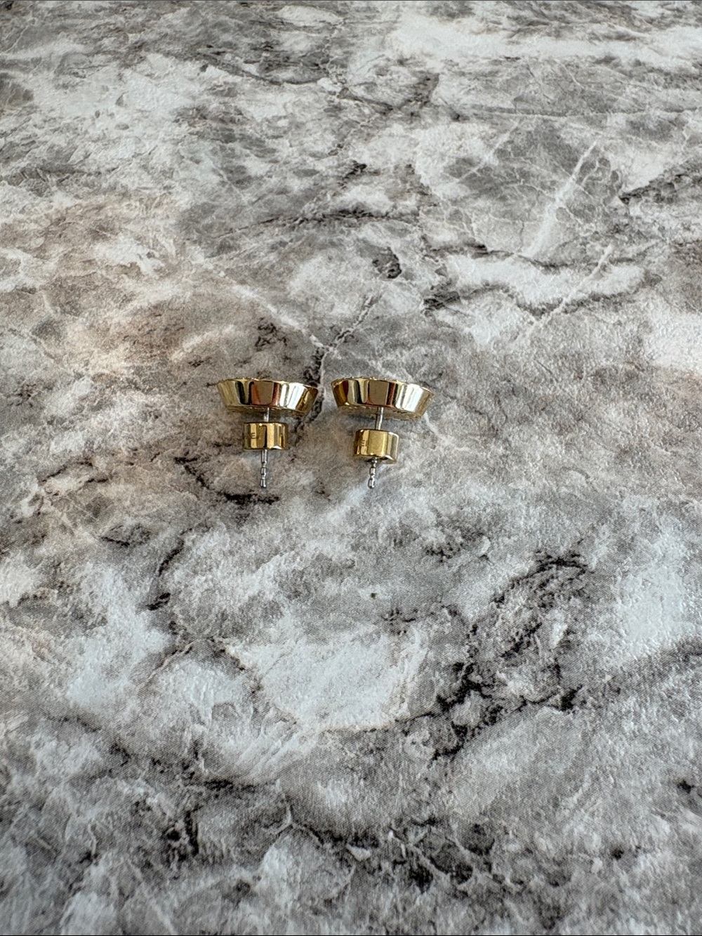 Michael Kors Gold Crystal-Trim MK Button Earrings - Picture 2 of 3